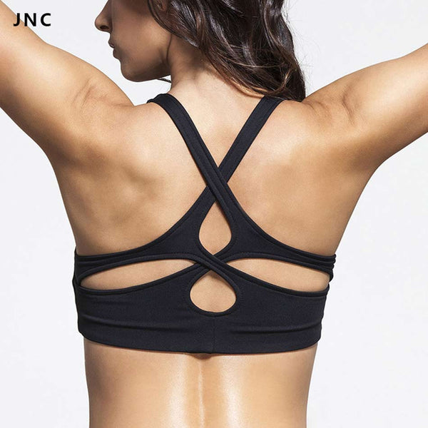 Popular Women's Black Padded Sports Bra Crisscross Yoga Sports Top Push Up Underwear Workout Clothing Tank Top - kdb solution