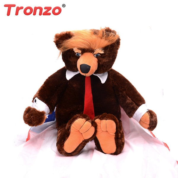Tronzo 1Pcs 60cm Donald Trump Plush Bear Toy New Cool USA President Trumpy Bear With Flag Cloak Collection Gift - kdb solution
