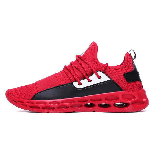 Men's Breathable Lightweight Sports Shoes Black Red Mens Gym Sneakers - kdb solution