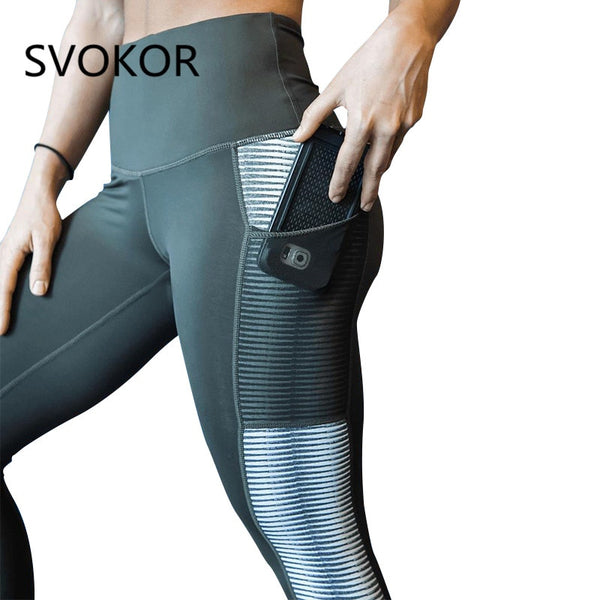 SVOKOR High Waist Leggings with side pocket Women Fitness Workout Activewear - kdb solution