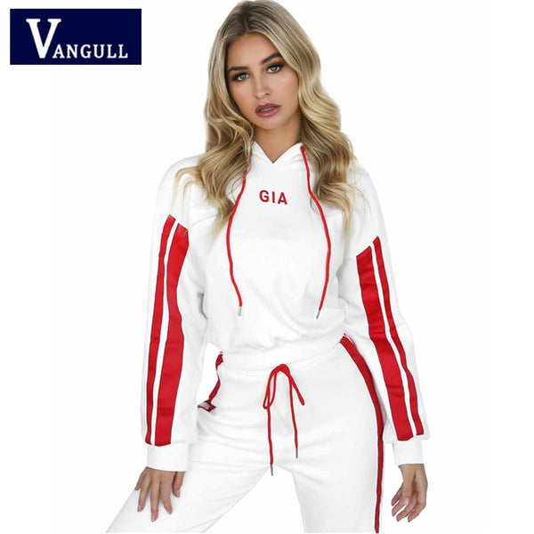 Red and White Fitness Tracksuits with Hooded Sweatshirt - kdb solution