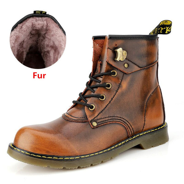 Men Snow Ankle High Top Men's boots fur lined - kdb solution