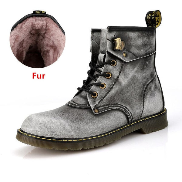 Men Snow Ankle High Top Men's boots fur lined - kdb solution