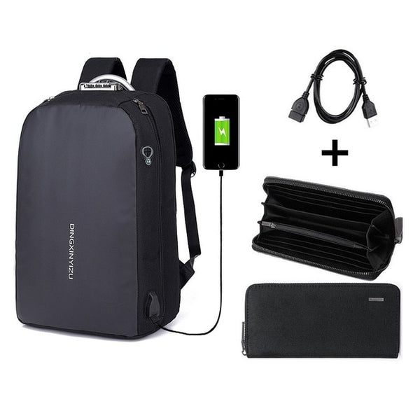 Men's Business Laptop Mochila USB charging anti-theft password lock school bag Headphone music  Jack - kdb solution
